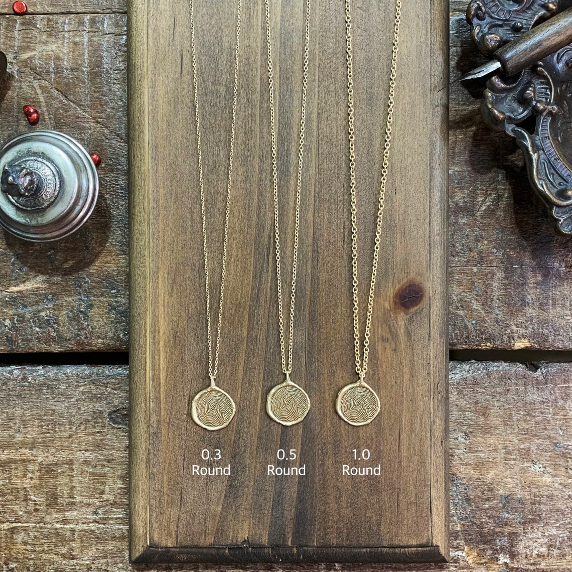 14k Solid Gold Fingerprint Necklace 16mm Personalized Etsy