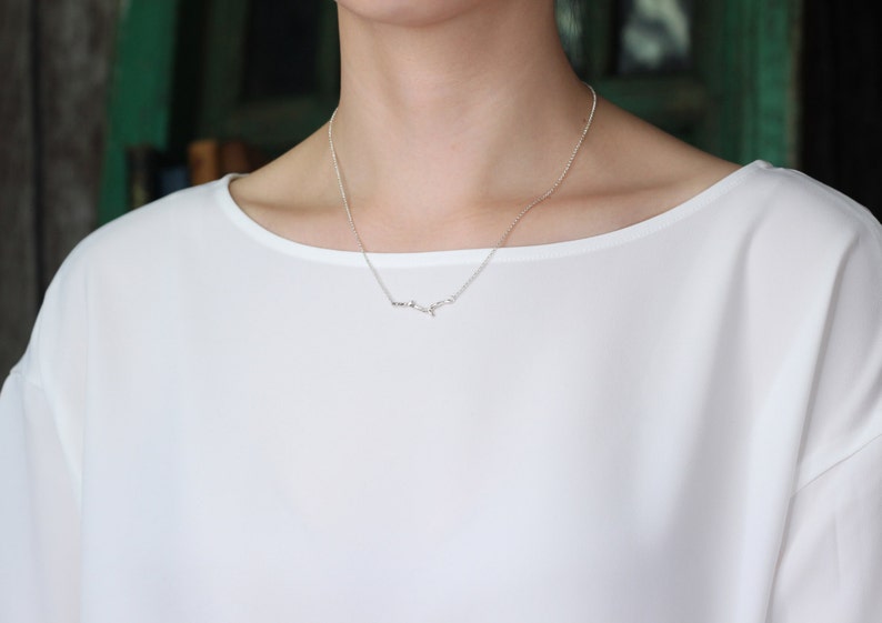 Gift ideas Twig jewelry Twig Necklace in Sterling Silver Tree Branch Necklace