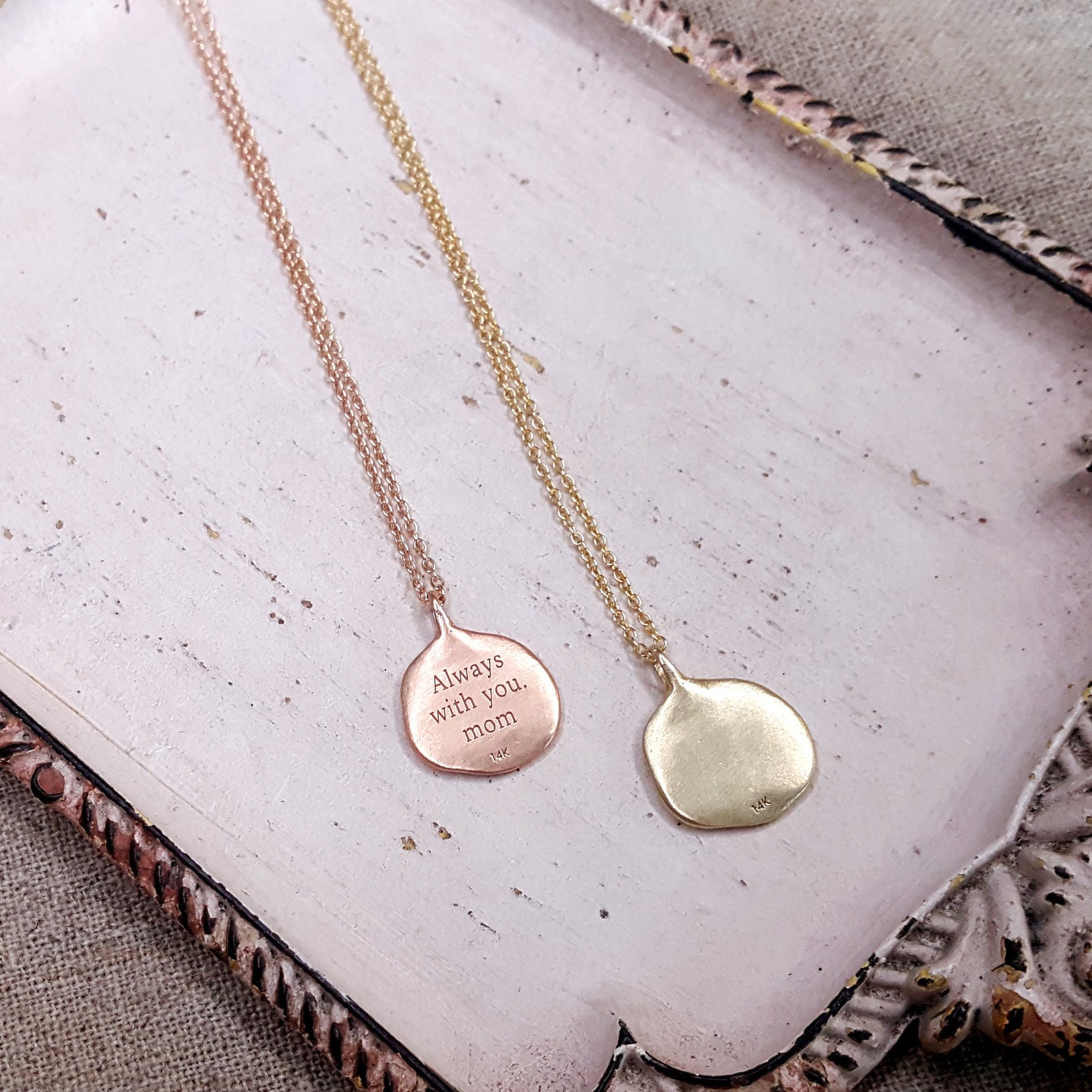 14k Gold Fingerprint Necklace 12mm small Size Memorial Etsy