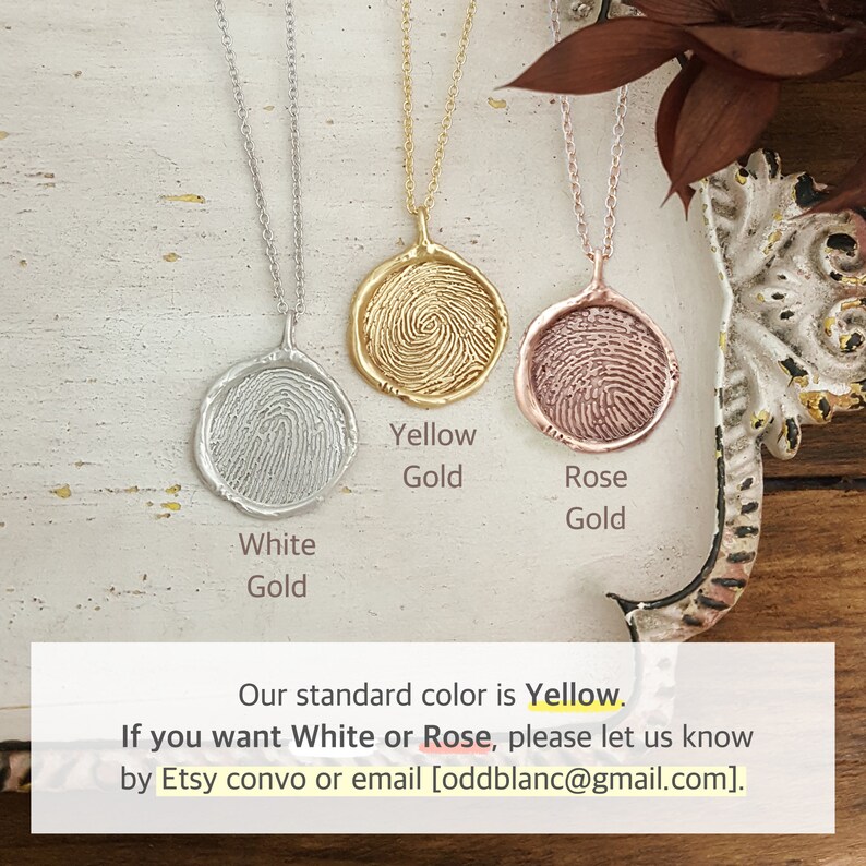 14k Solid Gold Fingerprint Necklace 16mm Thumbprint Keepsake Etsy