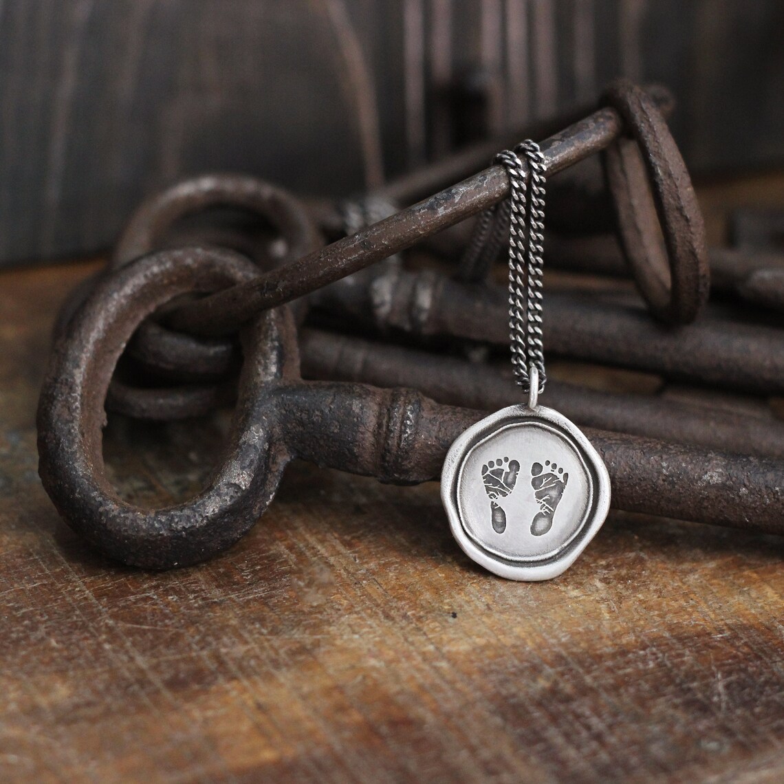 Personalized XL Baby Footprint Necklace Footprint Charm Etsy