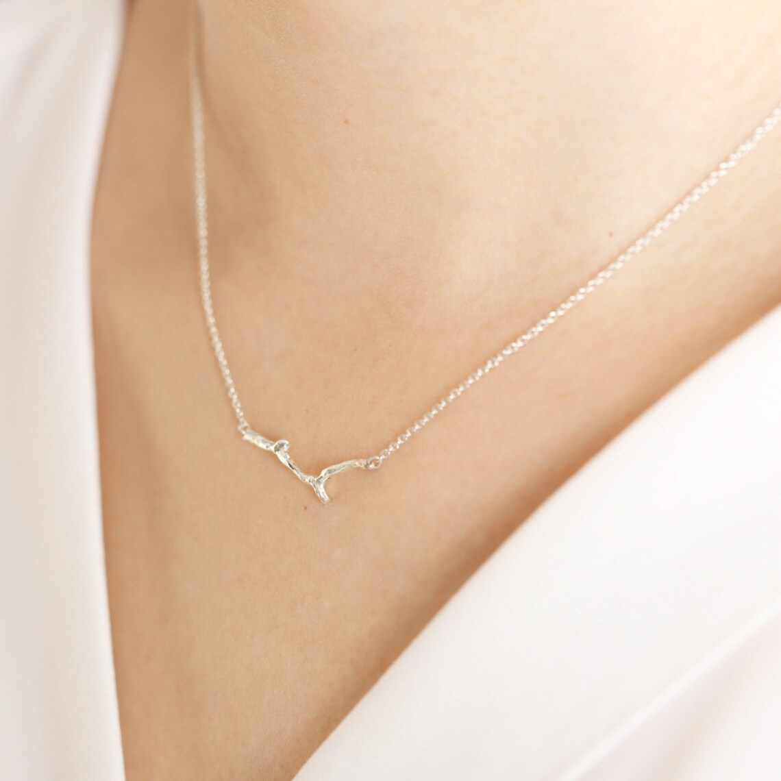 Twig Necklace in Sterling Silver Tree Branch Necklace Twig Etsy