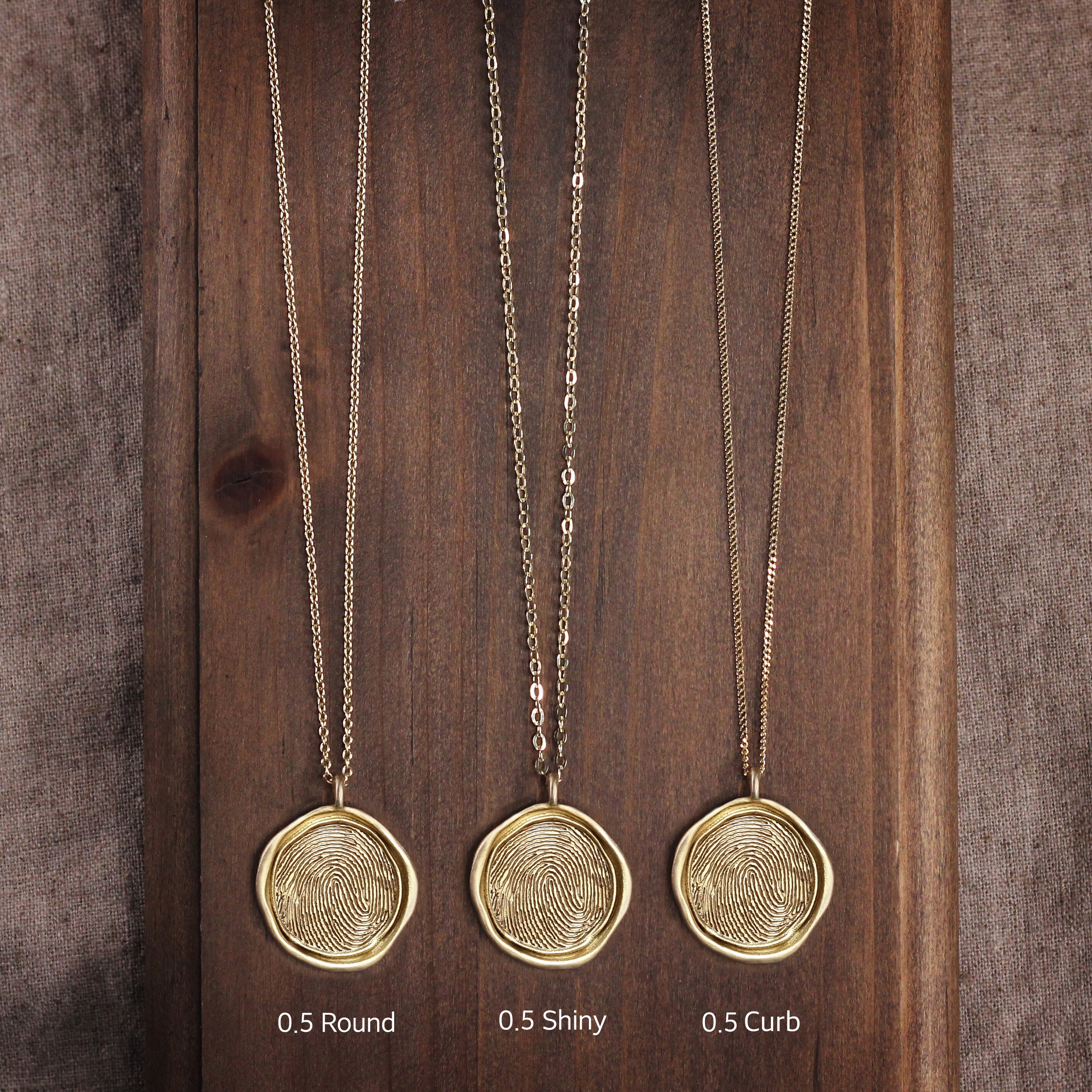 14k Gold Fingerprint necklace 22mm Memorial Jewelry Gold Etsy