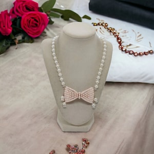 Pearl Necklace - Bow Necklace - Pearl Bow Necklace - Statement Necklace - Wedding Necklace - One Of A Kind Necklace - Bridesmaid Necklace