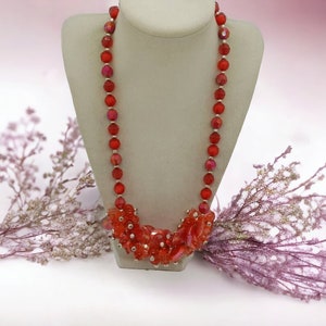 Red Necklace For Women - Chunky Necklace - Bib Necklace - One Of A Kind Necklace - Valentine&#39;s Day Gift - Bridesmaid Necklace - Gift For Her