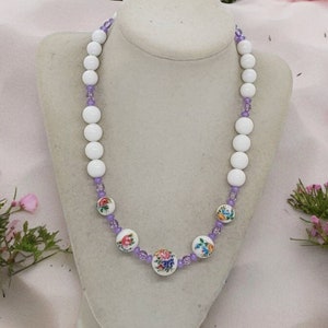 Flower Necklace - One Of A Kind Necklace - Necklace For Mom - Mother&#39;s Day Necklace - White Necklace For Women - Statement Necklace - Gift