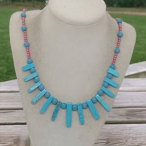 Turquoise Necklace For Women - Gemstone Necklace - Pearl Necklace - Multicolored Necklace For Women - One Of A Kind Necklace - Gift For Her