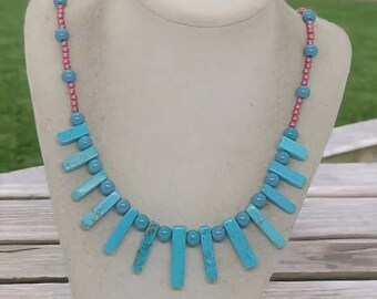 Turquoise Necklace For Women - Gemstone Necklace - Pearl Necklace - Multicolored Necklace For Women - One Of A Kind Necklace - Gift For Her