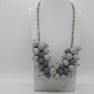 Gray Necklace For Women - Bib Necklace - Chunky Necklace - Statement Necklace - One Of A Kind Necklace - Multicolored Necklace For Women