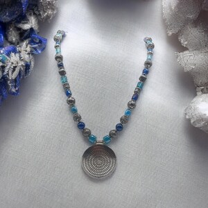 Blue Glass Necklace - Blue Necklace For Women - Glass Necklace - One Of A Kind Necklace - Statement Necklace - Multicolored Necklace - Gift