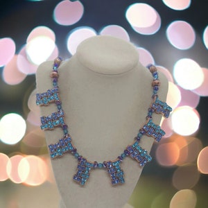Jeweled Necklace - Blue Necklace For Women - One Of A Kind Necklace - Statement Necklace - Multicolored Necklace For Her - Anniversary Gift