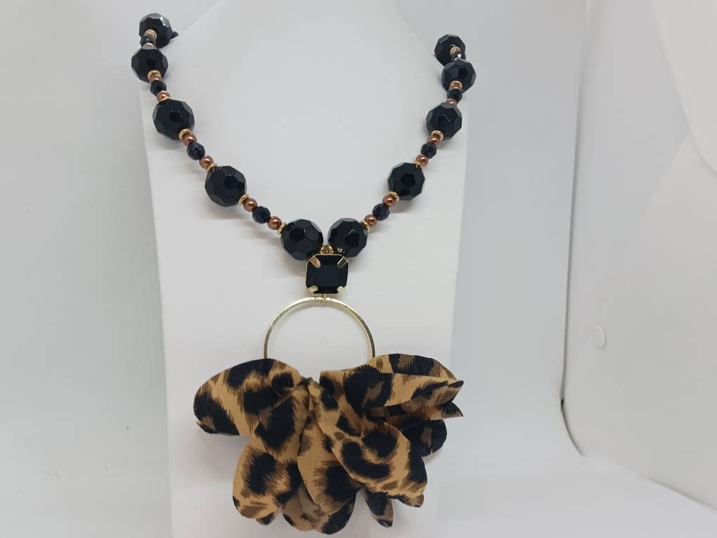 Leopard print long necklace sale