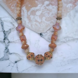 Orange Necklace For Women - Jeweled Necklace - One Of A Kind Necklace - Statement Necklace - Glass Necklace - Autumn Necklace - Gift For Her