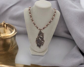Collar de hojas - Collar de cobre para mujeres - Collar único en su tipo - Collar de babero - Collar de declaración - Collar de metal - Regalo para mujeres