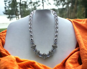 Gray Necklace For Women - Gunmetal Necklace - One Of A Kind Necklace - Statement Necklace - Handmade Necklace - SByourself Necklace - Gift