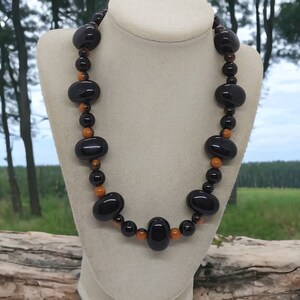 Black Necklace - Tiger&#39;s Eye Necklace - Unisex Necklace - Statement Necklace - One Of A Kind Necklace - Multicolored Necklace - Great Gift