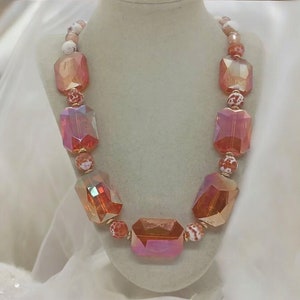 Orange Necklace For Her - Agate Necklace - Glass Necklace - One Of A Kind Necklace - Statement Necklace - Bib Necklace - Gemstone Necklace