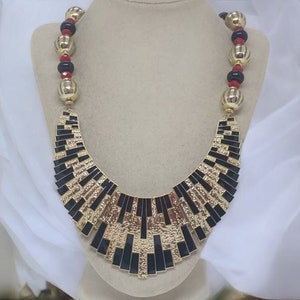 Gold and Black Necklace For Women - Bib Necklace - One Of A Kind Necklace - Statement Necklace - Multicolored Necklace For Her - Great Gift