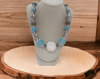 Blue Necklace For Her - Jeweled Necklace - Statement Necklace - One Of A Kind Necklace - Wedding Necklace - Bridesmaid Necklace - Great Gift