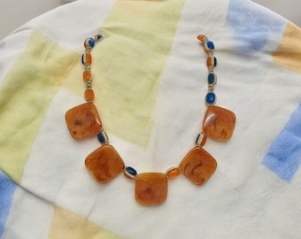 Orange Necklace For Women - Bib Necklace - One Of A Kind Necklace - Chunky Necklace - Statement Necklace - Multicolored Necklace For Her