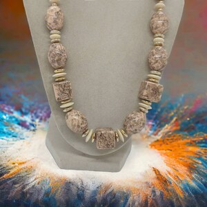 Beige Necklace - One Of A Kind Necklace - Statement Necklace - Work Necklace - Mother&#39;s Day Necklace - Multicolored Necklace For Women