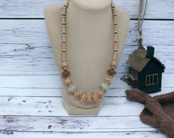 Beige Necklace - One Of A Kind Necklace - Multicolored Necklace For Women - Statement Necklace - Boho Necklace - Pastel Necklace - Gift