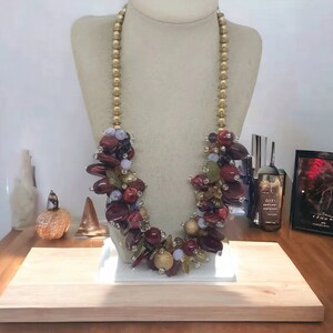 Red Necklace For Her - Multicolored Necklace For Women - Chunky Necklace - One Of A Kind Necklace - Bib Necklace - Statement Necklace - Gift