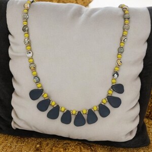 Black Obsidian Necklace - Black and Yellow Necklace For Women - One Of A Kind Necklace - Statement Necklace - Colorful Necklace - Great Gift