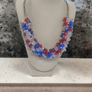 Star Necklace For Her - Glitter Necklace - One Of A Kind Necklace - Bib Necklace - Chunky Necklace - Patriotic Necklace - Statement Necklace
