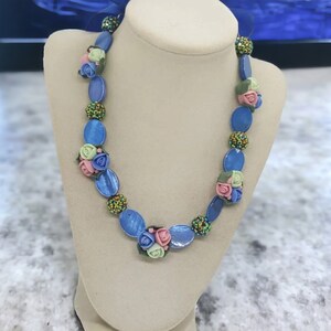Flower Necklace - Clay Polymer Flower Necklace - One Of A Kind Necklace - Statement Necklace - Clay Polymer Necklace - Wedding Necklace