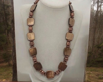 Collar de cobre para ella - collar de acrílico - collar de declaración - collar marrón para las mujeres - collar único en su tipo - collar de babero - regalo
