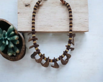 Wooden Necklace For Women - Multicolored Necklace For Her - Statement Necklace - One Of A Kind Necklace - Brown Necklace - Boho Necklace