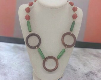 Wooden Necklace For Her - One Of A Kind Necklace - Multicolored Necklace For Women - Wood Necklace - Statement Necklace - Artsy Necklace