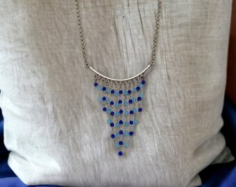 Collier bleu et boucles d'oreilles assorties - Collier et boucles d'oreilles en verre - Bijoux de demoiselle d'honneur - Bijoux uniques - Cadeau d'anniversaire