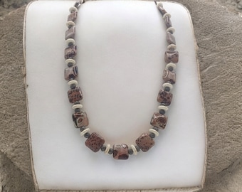 Agate Necklace - Brown Necklace For Women - Gemstone Necklace - One Of A Kind Necklace - Statement Necklace - Multicolored Necklace - Gift