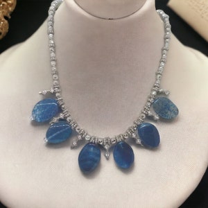 Blue Necklace For Her - Jeweled Necklace - One Of A Kind Necklace - Statement Necklace - Wedding Necklace - Multicolored Necklace - Gift