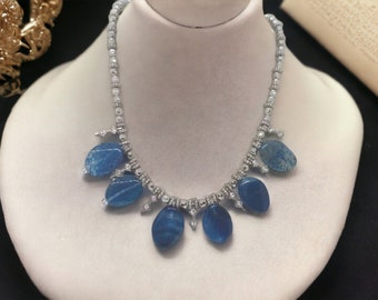 Blue Necklace For Her - Jeweled Necklace - One Of A Kind Necklace - Statement Necklace - Wedding Necklace - Multicolored Necklace - Gift