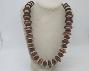Brown Wooden Necklace - Brown Necklace - Wooden Necklace - One Of A Kind Necklace - Unisex Necklace - Statement Necklace - Wood Necklace