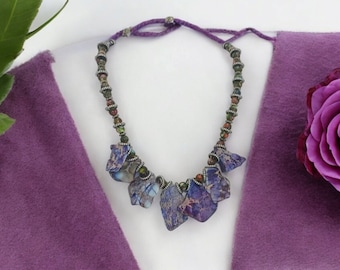Collar de jaspe - collar de jaspe púrpura - collar púrpura para las mujeres - collar único en su tipo - collar multicolor para las mujeres - gran regalo
