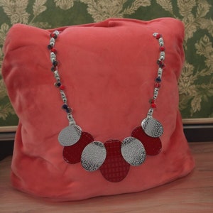 Red and Silver Necklace For Her - Bib Necklace - One Of A Kind Necklace - Statement Necklace - One Of A Kind Necklace - Multicolor Necklace