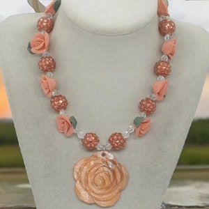Orange Necklace For Women - Flower Necklace - Orange Flower Necklace - Adjustable Necklace - Wedding Necklace - One Of A Kind Necklace
