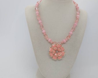 Pink Flower Necklace - Flower Necklace - Wedding Necklace - Bridesmaid Necklace - One Of A Kind Necklace - Necklace For Mom - Gift For Her