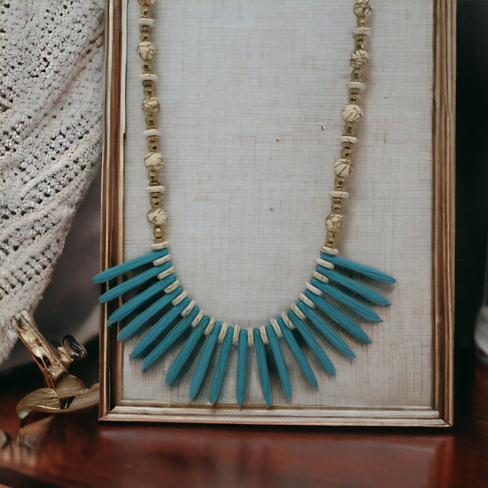 Turquoise Necklace For Women - Gemstone Necklace - One Of A Kind Necklace - Stone Necklace For Her - Statement Necklace - Gift For Women