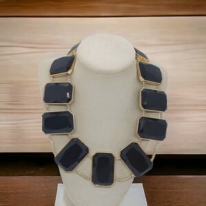 Black and Gold Necklace For Her - Jeweled Necklace - One Of A Kind Necklace - Glass Necklace - Bib Necklace - Statement Necklace - Gift