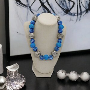 Blue Necklace For Women - Shamballa Necklace - Sparkle Necklace - One Of A Kind Necklace - Statement Necklace - Bridesmaid Necklace - Gift