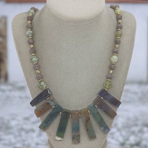 Jasper Necklace For Her - Gemstone Necklace - Multicolored Necklace For Women - One Of A Kind Necklace - Statement Necklace - Gift For Her