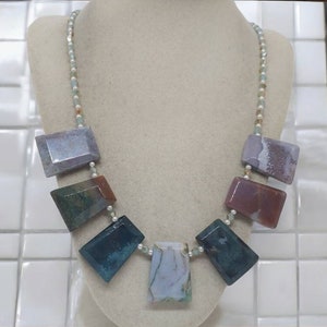 Agate Necklace - Green Necklace For Her - One Of A Kind Necklace - Pearl Necklace - Wedding Necklace - Statement Necklace - Stone Necklace