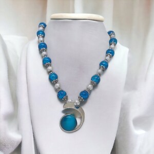 Blue Necklace For Her - Jeweled Necklace - One Of A Kind Necklace - Statement Necklace - Anniversary Gift - Mother&#39;s Day Gift - Gift For Her