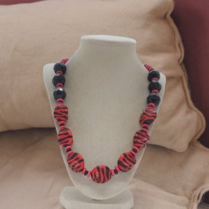 Zebra Print Necklace - Zebra Necklace - One Of A Kind Necklace - Statement Necklace - Animal Print Necklace - Multicolored Necklace For Her