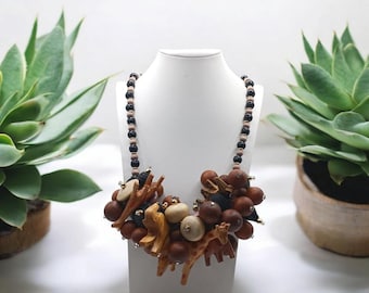 Colar de madeira - Colar de babador - Colar de animal - Colar robusto - Colar SByourself - Colar de declaração - Colar Boho - Presente para ela